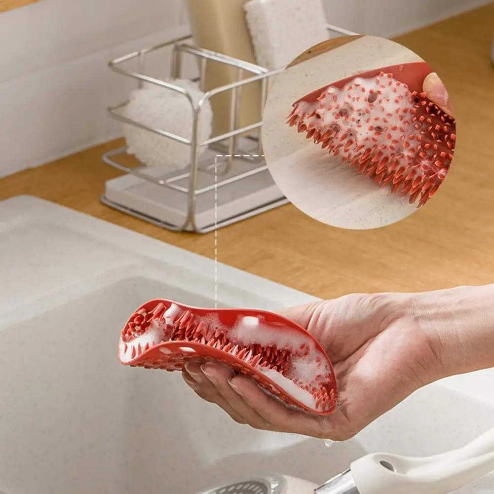 

Инструмент для пазов, эффективный пищевой силиконовый скребок для овощей и фруктов, щетка для кухни, гибкая щетина, скребок, гаджет, гибкий