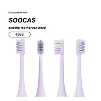 No Metal Copper Free Replacement Brush Heads for SOOCAS X3/X3U/X5 4PCS Soft DuPont Bristle Mint/VanGo Green/Purple Nozzles