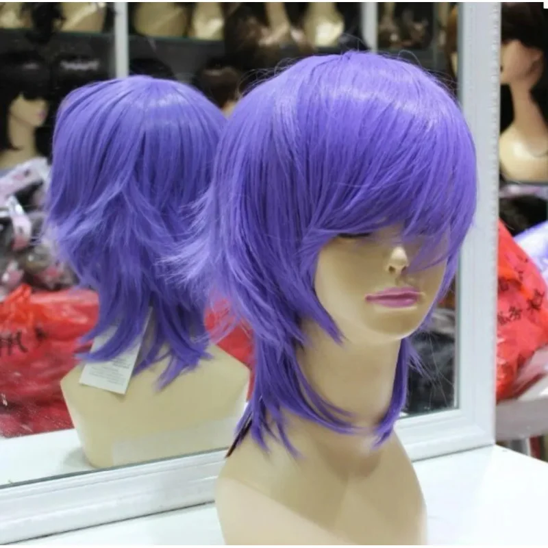 WIG LL FREE Hot heat resistant Party hair>>>>>New Gril's ladys Axis Powers Short Purple Cosplay Wig IB