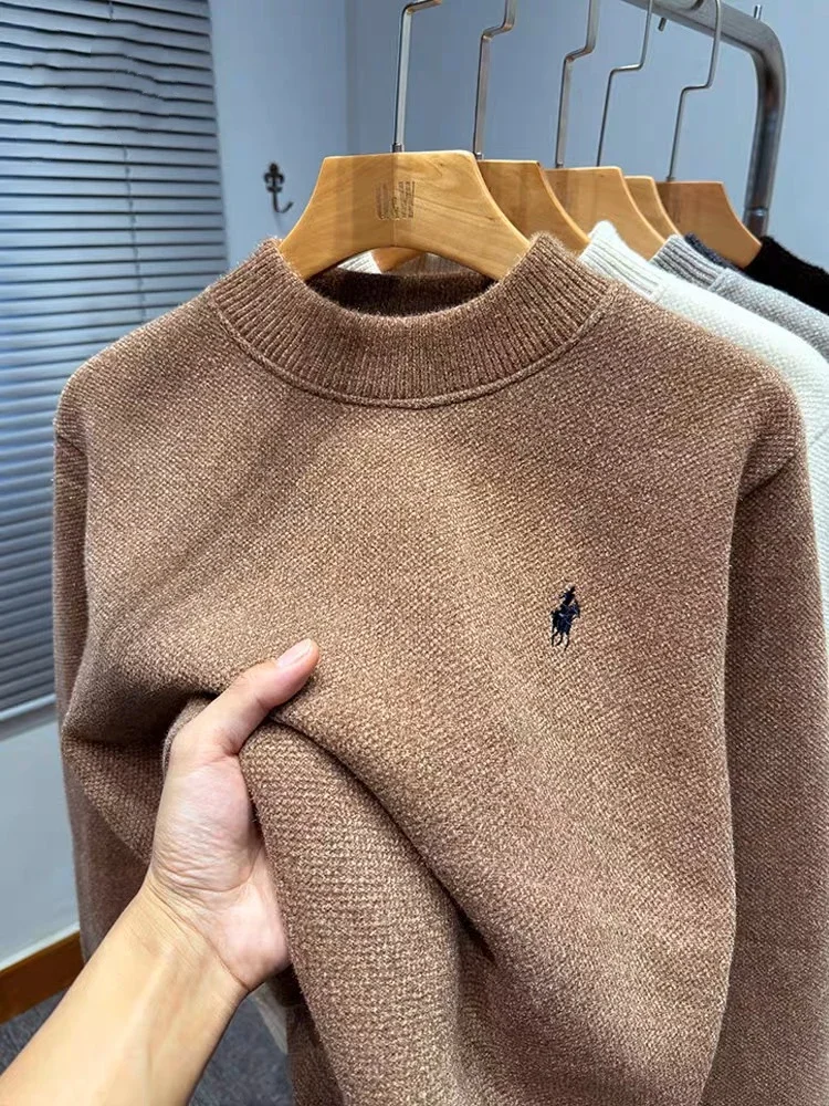 Maglione girocollo di marca di design pop di fascia alta da uomo moda invernale squisito ricamo peluche spesso caldo pullover lavorato a maglia casual