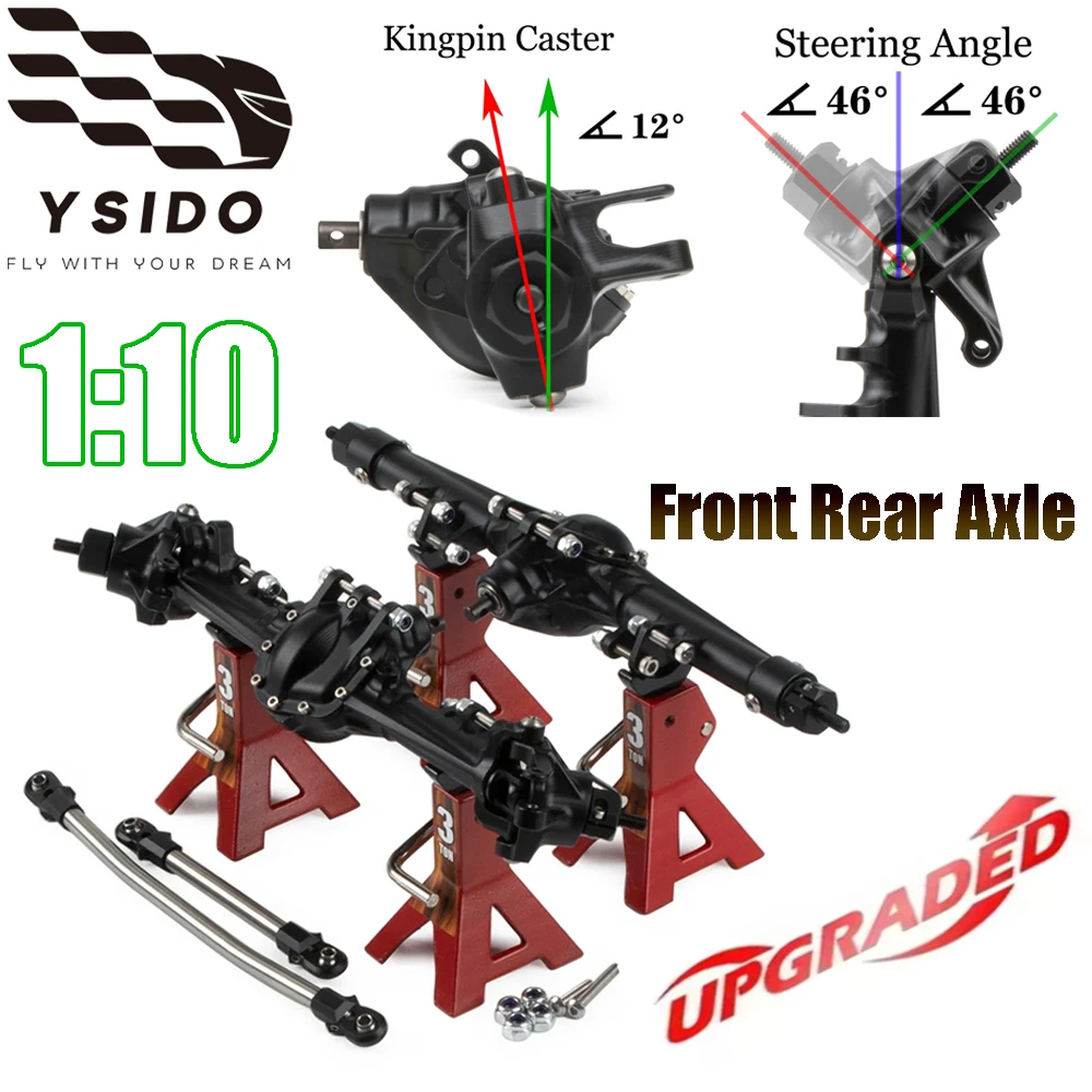 

1/10 RC Гусеничный автомобиль Обновление деталей Алюминиевый передний задний мост с ЧПУ с дополнительным креплением SOA конической шестерни для осевого SCX10 II 90046 1:10