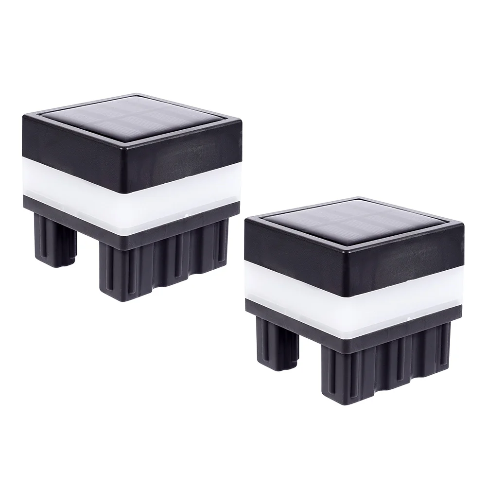 

2Pcs Solar Post Lights Waterproof Plastic Garden Fence Lamp Outdoor Deck Yard Path Lighting Saving Design Long