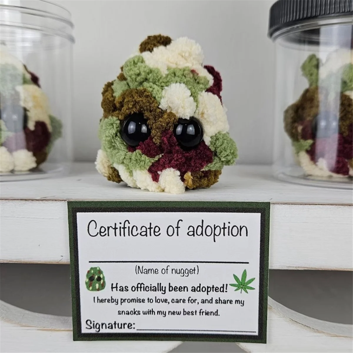 Adopt A Weed Plushie,Jar Funny Plush Desktop Accessories B