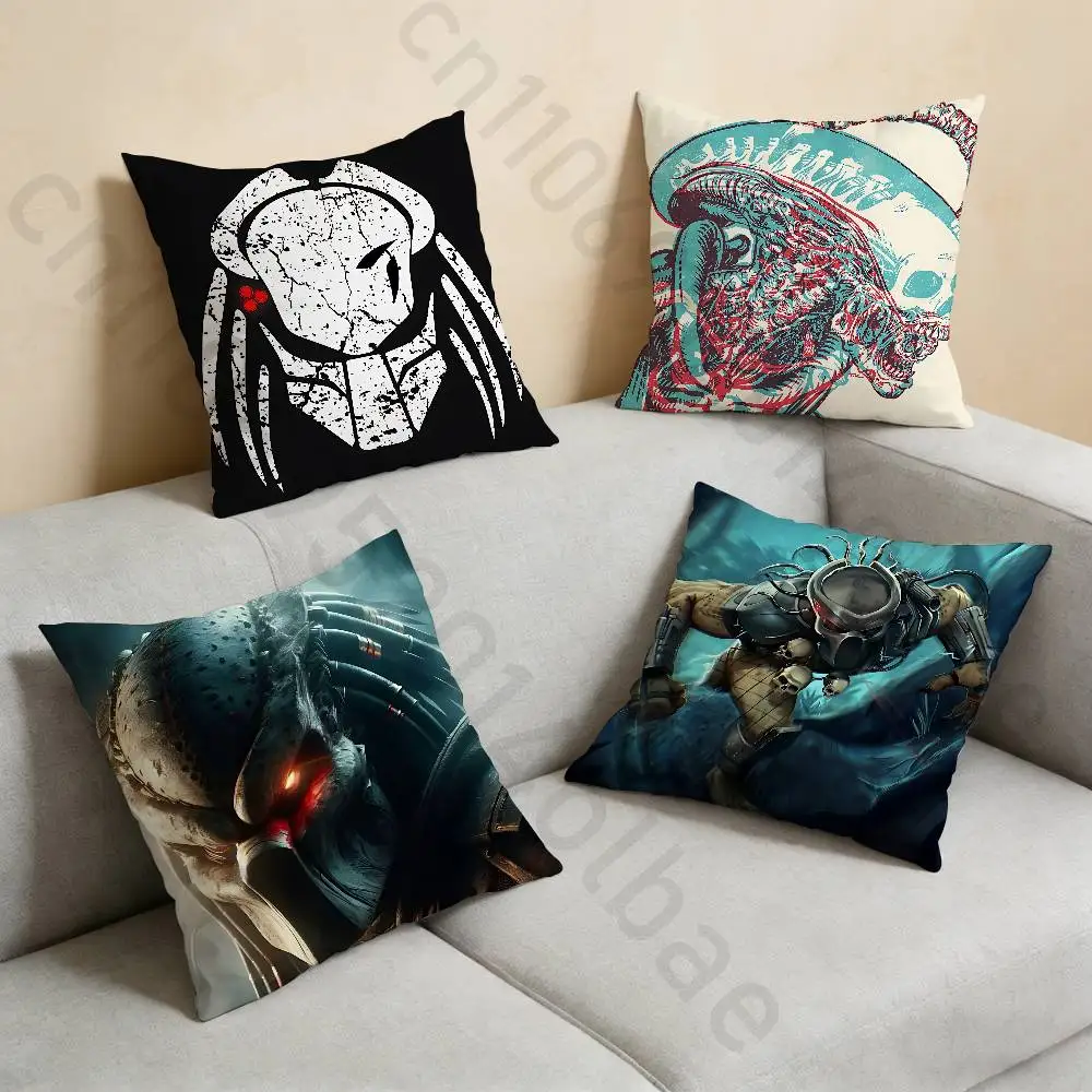 

Cool The P-Predator Pillow Case Square Double-Sided Printing Short Plush Sofa Cushion Cover Bedroom Bedside Pillow