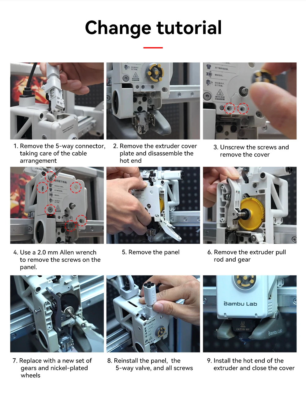 Für Bambu Lab A1/A1 Mini Extruder-Getriebebaugruppe, verbessertes Getriebekit aus gehärtetem Stahl für Bambulab A1 Mini 3D-Druckerteile – Detail 13