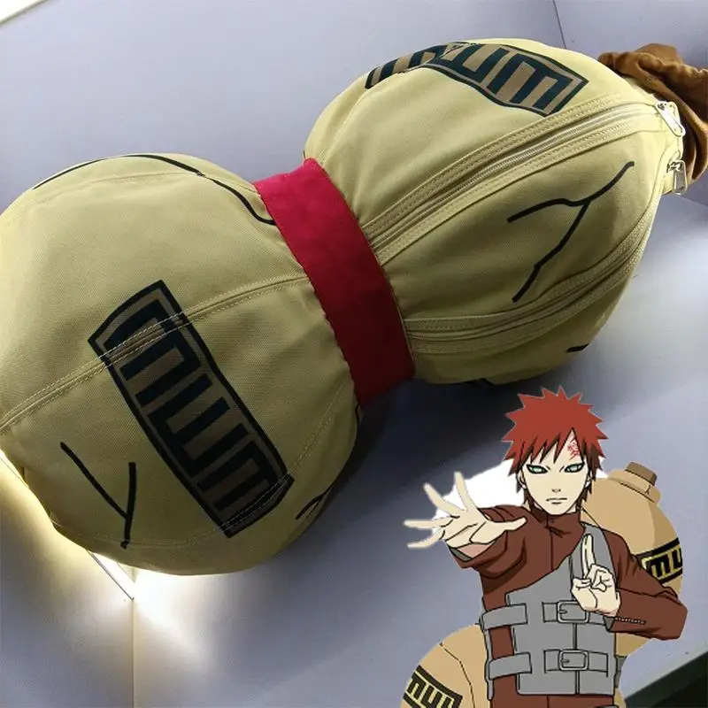 Cos Accessory Cosplay Naruto Gaara Gourd Shape Backpack Canvas Prop Bag Uzumaki Anime Shoulder Satchel Bag Kid Fangift Halloween