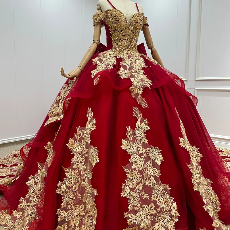 Jancember-Robe de mariée personnalisée avec mancherons en dentelle, robe de luxe, train chapelle, nœud, mariage éducatif, 2024