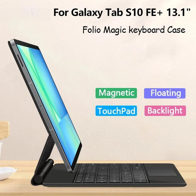 

Чехол Smart Cover с несколькими сенсорными подсветками и волшебной клавиатурой для Samsung Galaxy Tab S10 FE + 13,1 дюйма, чехол S10 FE Plus 13,1 дюйма