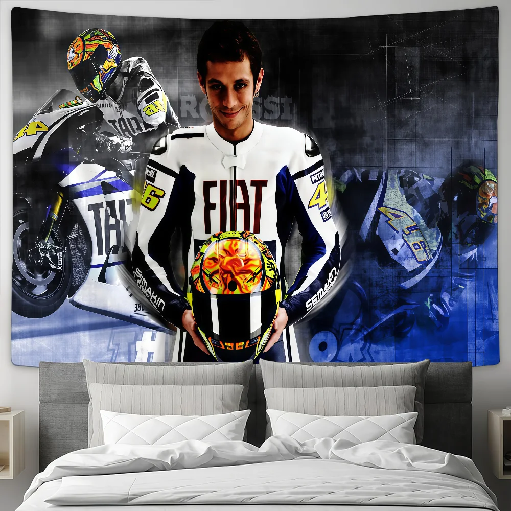 دراجة نارية V-Valentino R-RossiS 46 علم مخصص للتخييم حديقة ديكور خلفيات الحفلات جدار الفن هدايا الأسرة