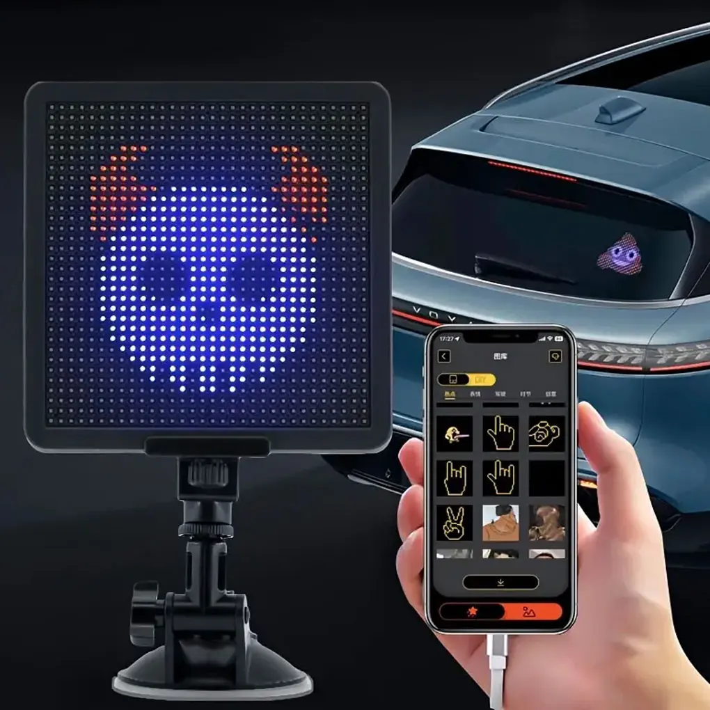 

LED Car Sign Screen Customizable Car Femoji Display For Rear Windshield Can DIY Video LED Car Screen
