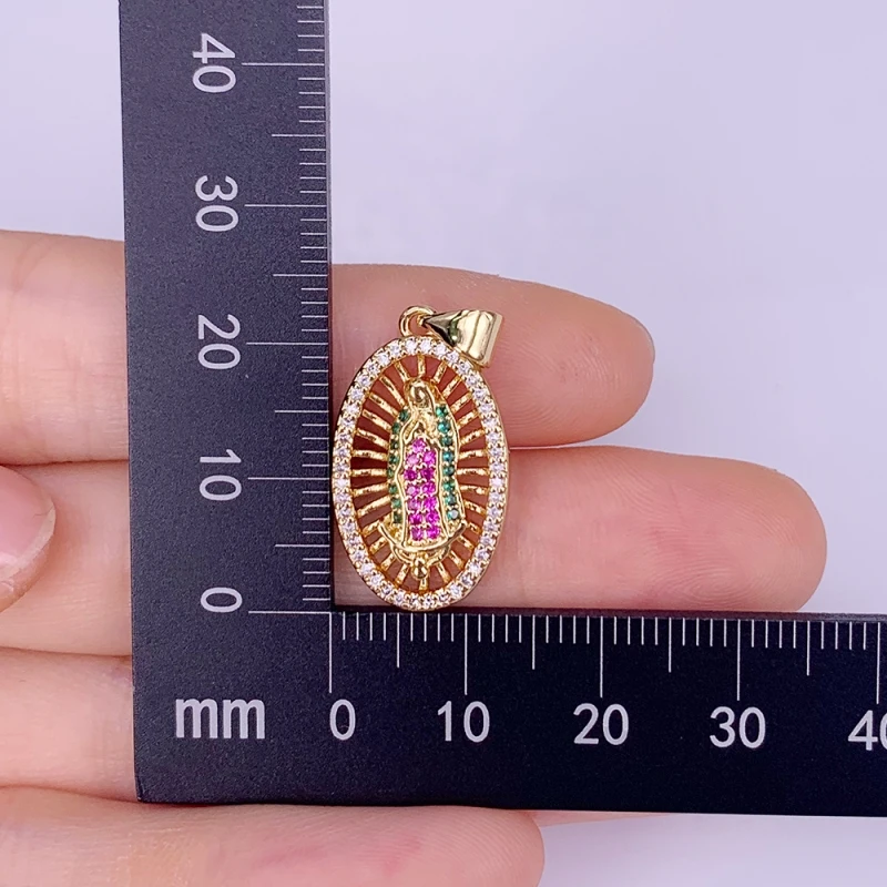 Religious Virgin Mary Prayer Jesus Amulet Pendant Necklace CZ Cubic Zirconia Gold Plated For Women Men Fashion Jewelry Charms