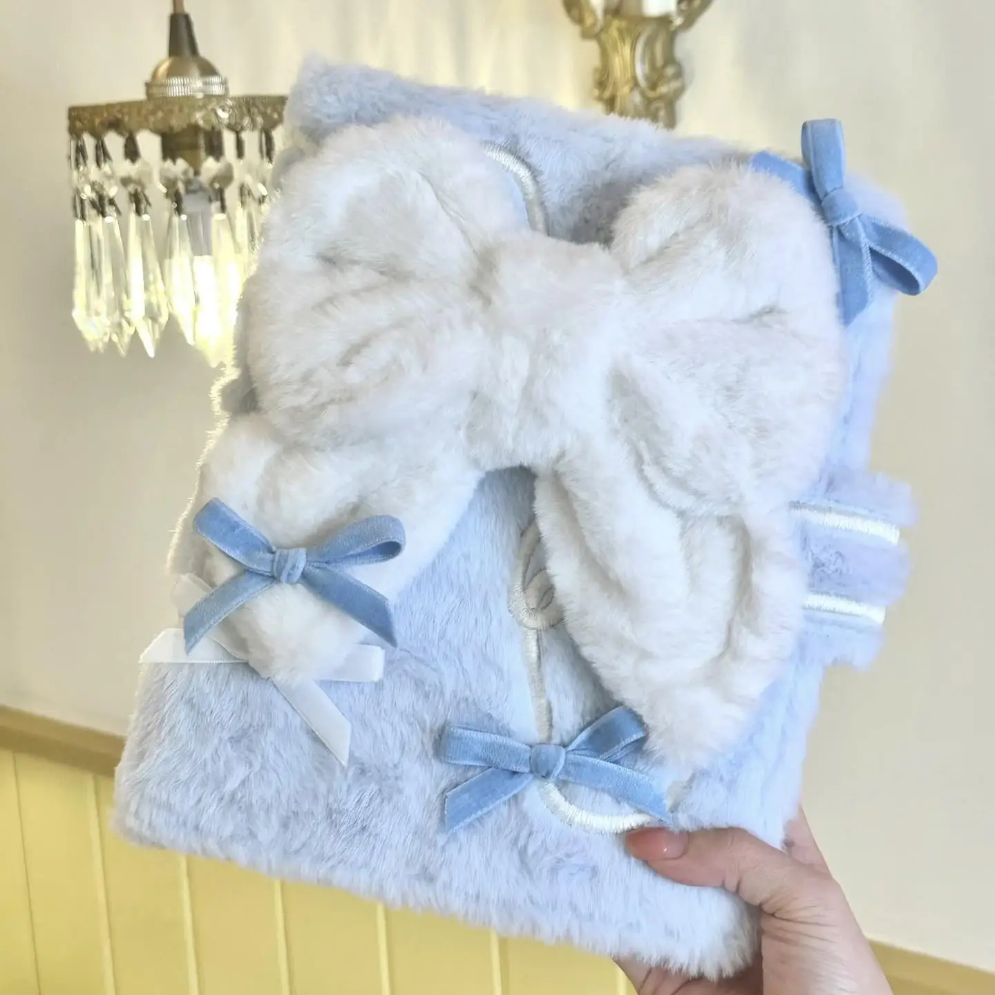 Fluffy Plush A5 Photo Album Cute Bow Journal for 3Inch Small Cards, Polaroid Picture Holder, Idol Collect Book, Gift for Girls