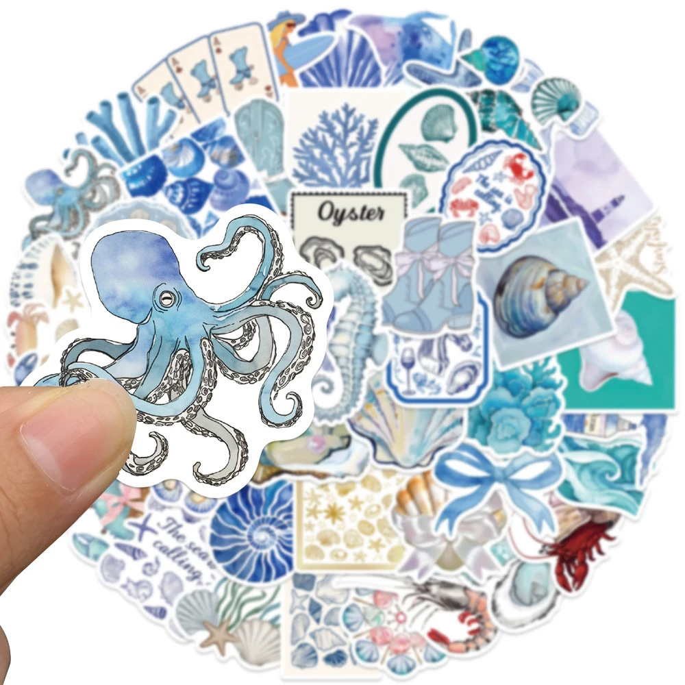 10/30/50pcs Del Fumetto Mediterraneo Oceano Blu Del Fumetto Degli Autoadesivi Decalcomanie FAI DA TE Del Computer Portatile Del Telefono Del Diario Frigo Decorazione adesivo giocattoli per bambini