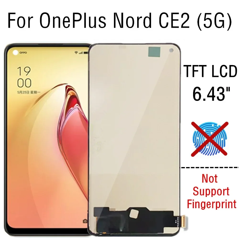 

TFT ЖК-дисплей OnePlus Nord CE2 IV2201, ЖК-дисплей, сенсорный экран, дигитайзер в сборе, запасные части для OnePlus Nord CE 2 LCD