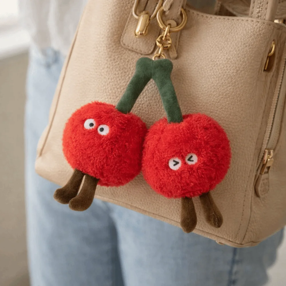 Soft Material Cherry Pillow Huggable Texture Human Figured Fruit With Legs Cute Design Cherry Pendants Lovely Decorations view 3