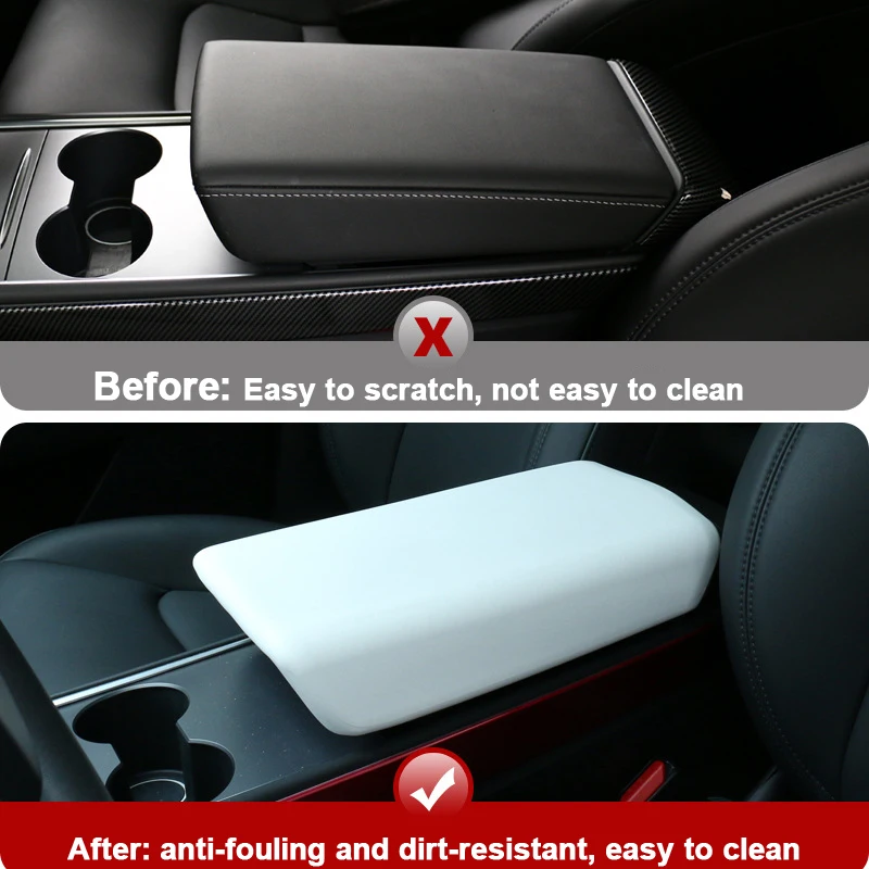 Car Armrest Box Cover For Tesla Model 3 Y 2023 Center Console Panel Protector Pad Soft TPE Cover Auto Decor Interior Accessories