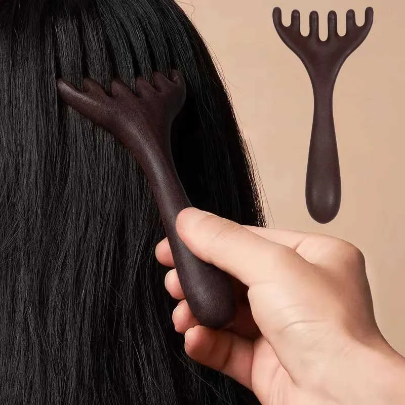 

Деревянная массажная расческа с меридианом, антистатический массажер для головы с 6 когтями, способствующий кровообращению тела, инструмент Гуа Ша, массажная щетка для головы