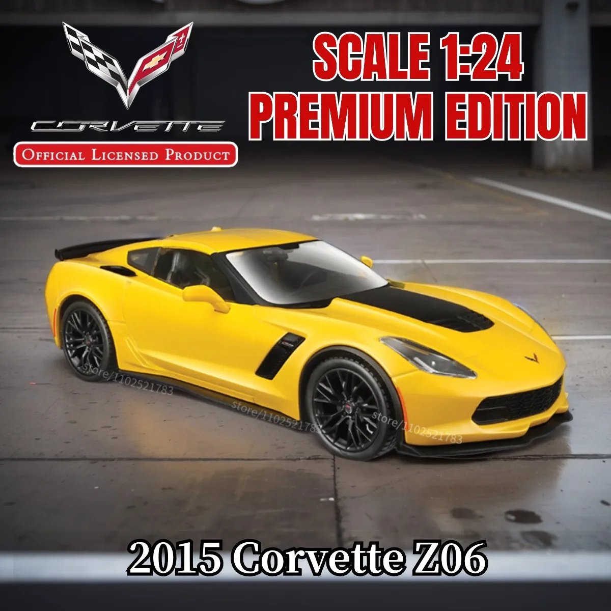 Maisto 1:24 2015 Chevrolet Corvette Z06 Replica Authnetic Car Model Scale Miniature Toy - Perfect Gift for Car Enthusiasts