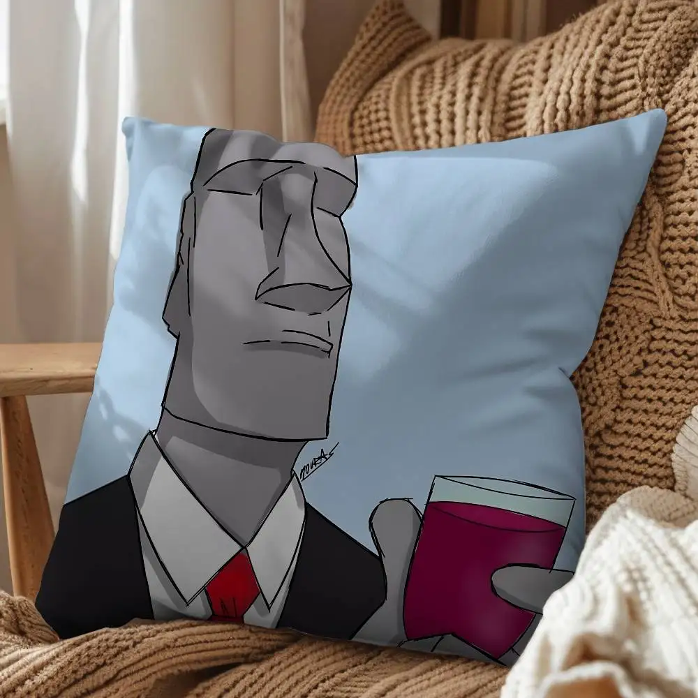 Art Mr Moai Fino Senores day gift Pillow Case Living Room Sofa Cushion Cover Suitable For Home Bedroom Room custom Decoration