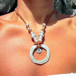 Gotico stregoneria infinito anello infinito maglione catena cera corda di cuoio ciondolo Boho Hippie dichiarazione collana per le donne regali