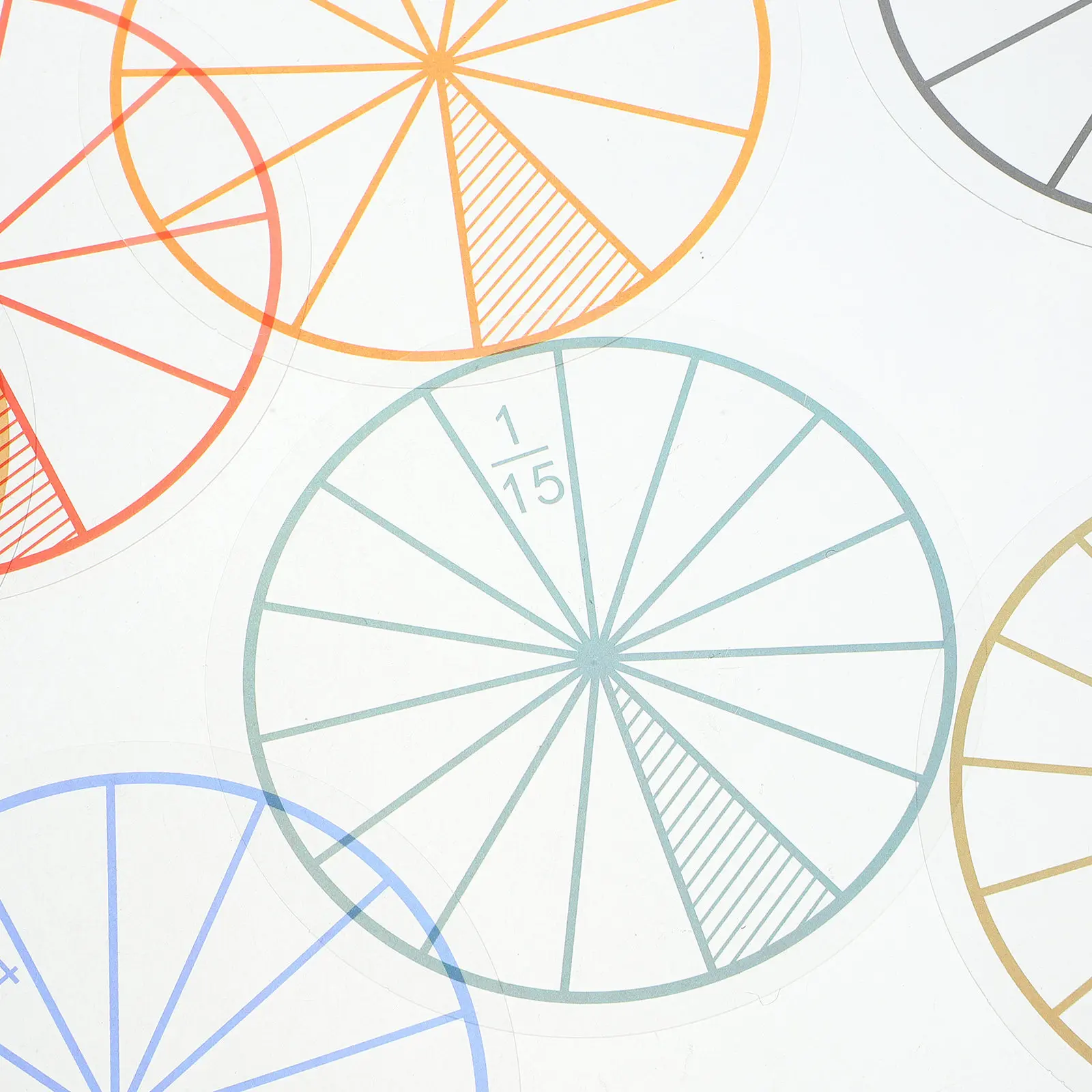 16Sheets PVC Fraction Circles for Kids Math Learning Safe Smooth Edges Early Educational Teaching Aid Fraction Manipulatives