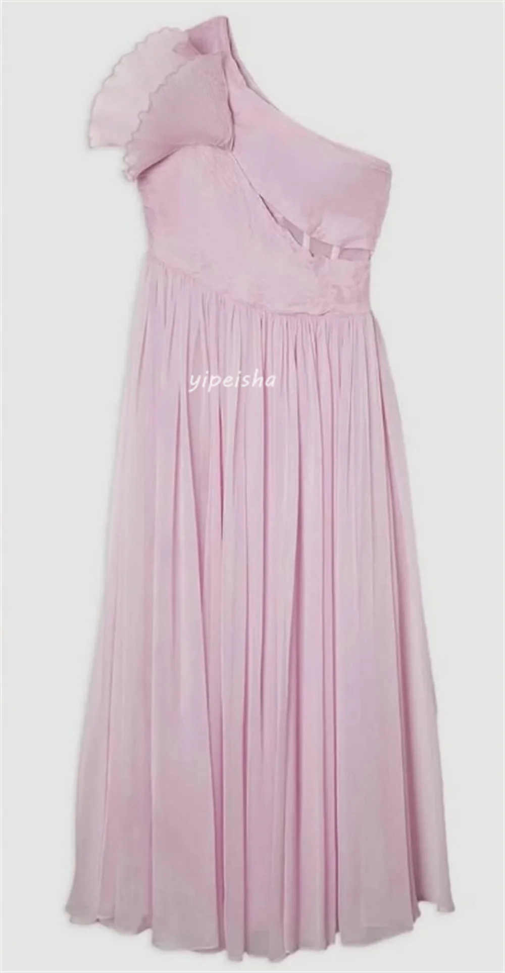 تخصيص مطابقة معقدة الشيفون الطية Ruched ألف خط واحد الكتف فساتين متوسطة الطول فساتين مناسبة مخصصة الأحجام المتاحة