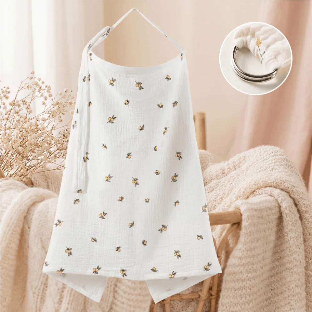 Cotton Breastfeeding Nursing Cover Adjustable Breathable Breast Feeding Blanket Arch Neckline Multi-purpose Use