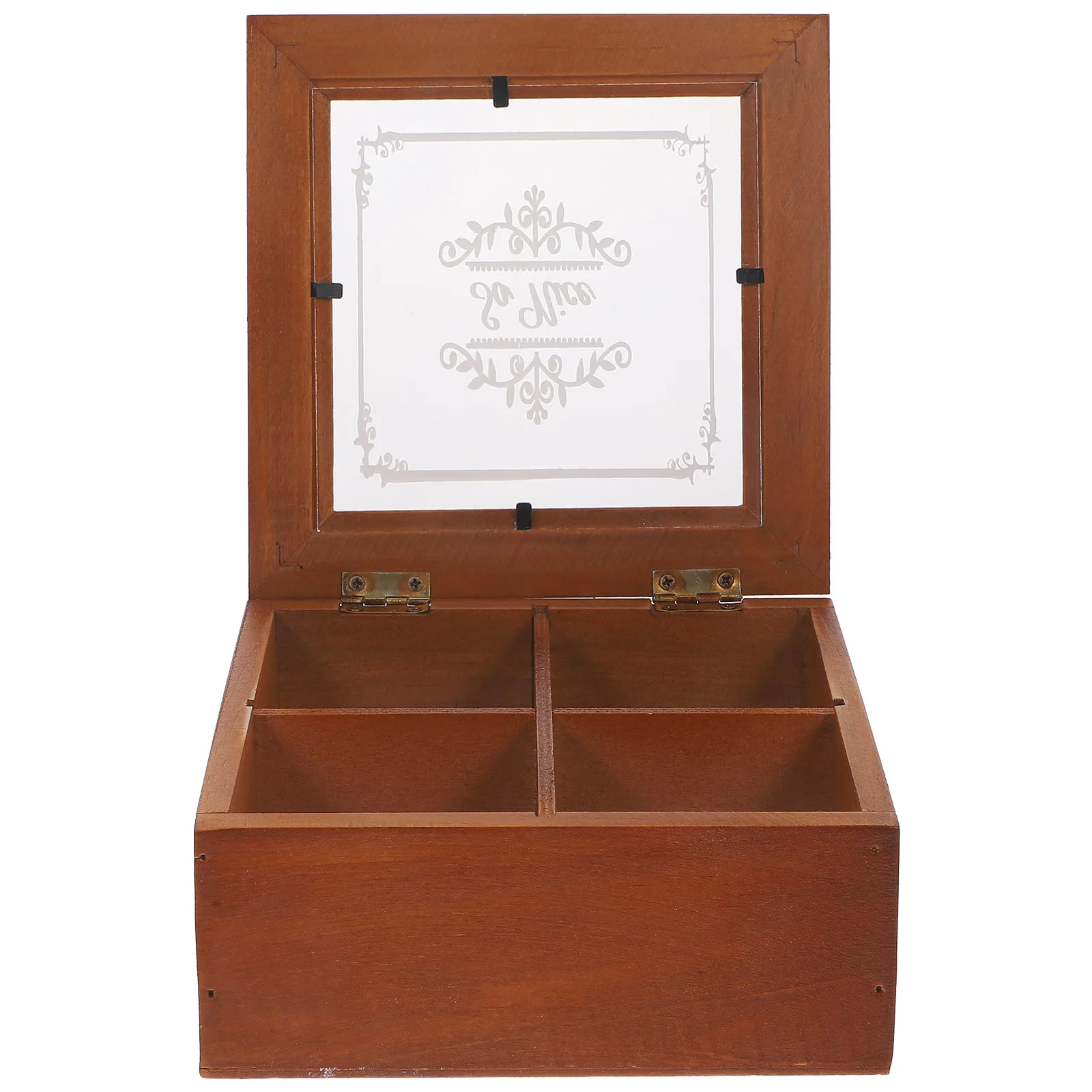 

Wooden Jewelry Case 4 Compartments Multifunctional Organizer Retro Style Storage Box Earrings Pendant Ring Holder Trinket
