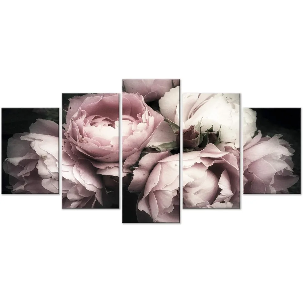 Acoustic Canvas Wall Art Flowers Roses Rose 80x40 in - 5pcs Picture with Acoustic Foam Sound Print Artwork Room Acoustics