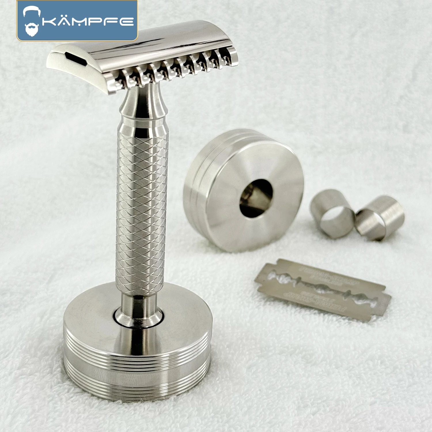 Afeitadora de seguridad de aleación de acero inoxidable/titanio con mecanizado CNC, afeitadora de dientes abiertos de 5 palas, como regalo para hombres, mango de afeitado