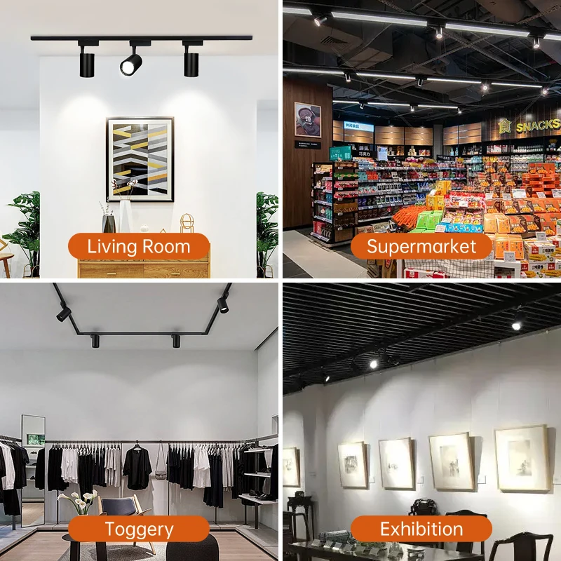 Track Light COB Spot Led 220V Rail Lighting LED Clothing Store Rail Spot Lights Set Fixture Ceiling Lamp for Kitchen Living Room