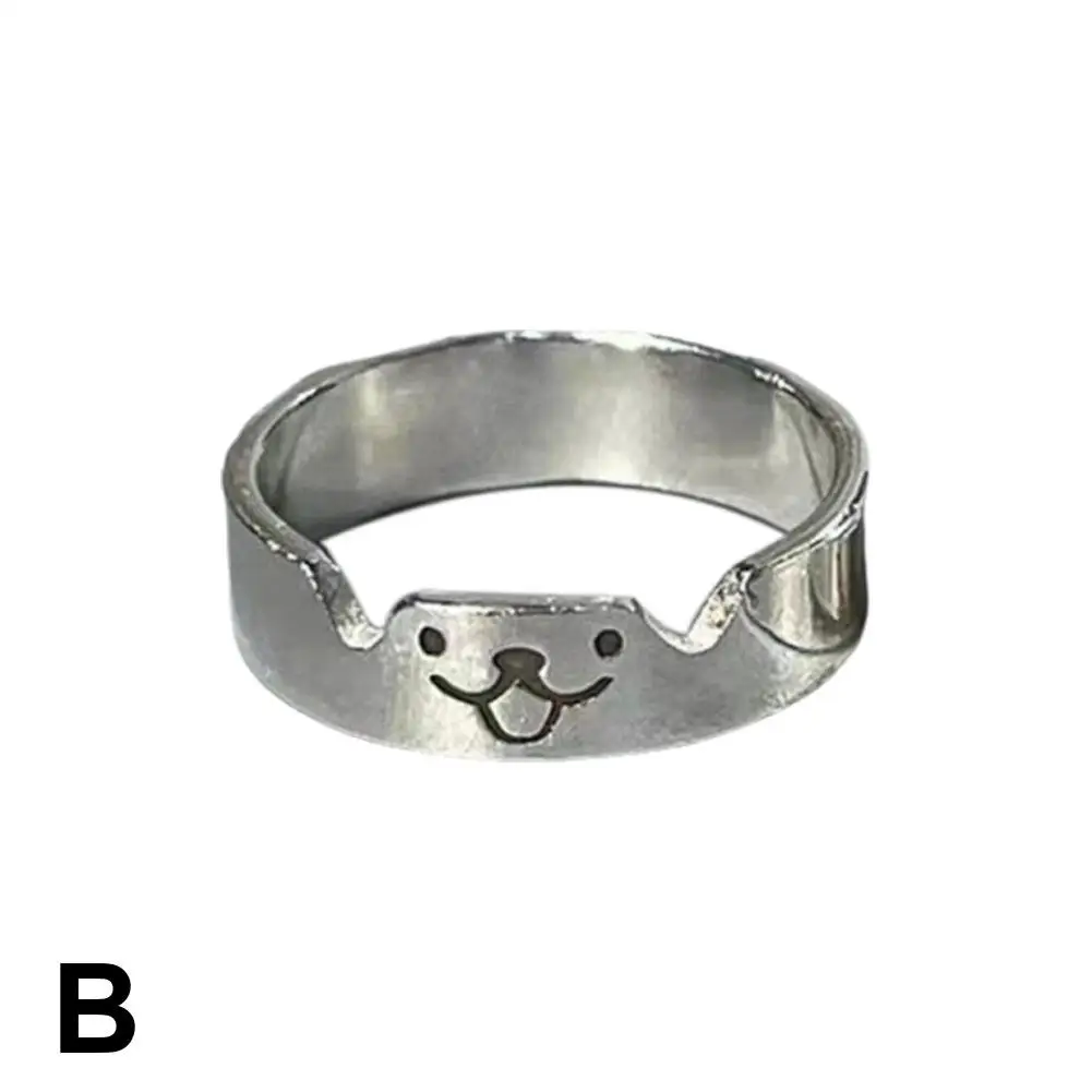 Cute Animal Dog Cat Couple Rings For Women Men Simple Design Fashion Couple Rings Lovers Girlfriend Valentine's Day Jewelry W4A2 image 5