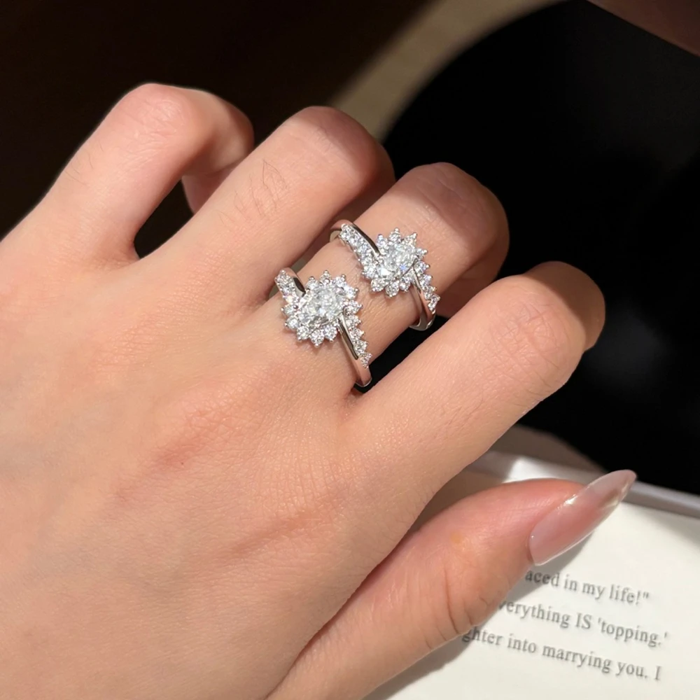 Real 0.5-1ct Moissanite Ring Tested with Diamonds Bring S925 Sterling Silver For Women Marry Anniversary Party Jewelry Gift view 3