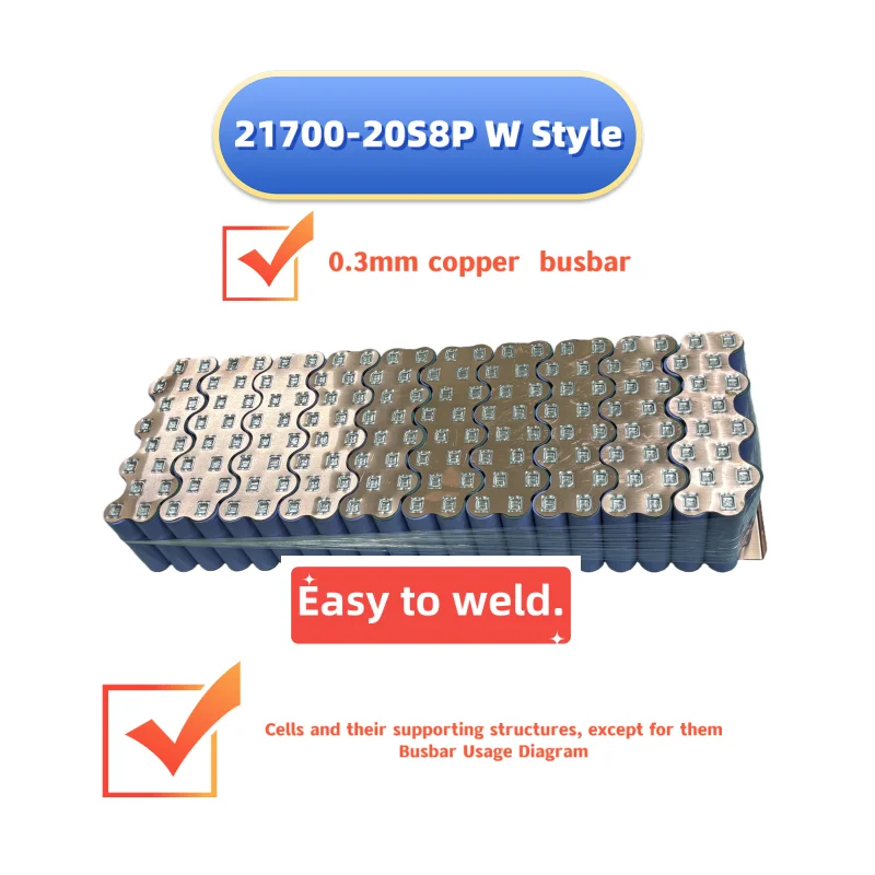 21700-20S8P Copper Busbar Sandwich for 74V Electric Motorcycle Battery 0.3mm Thickness No Gap Easy Solder Set of 1Above The Flow