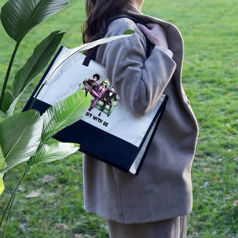 

1 шт., Большая Парусиновая пляжная сумка с принтом на Хэллоуин