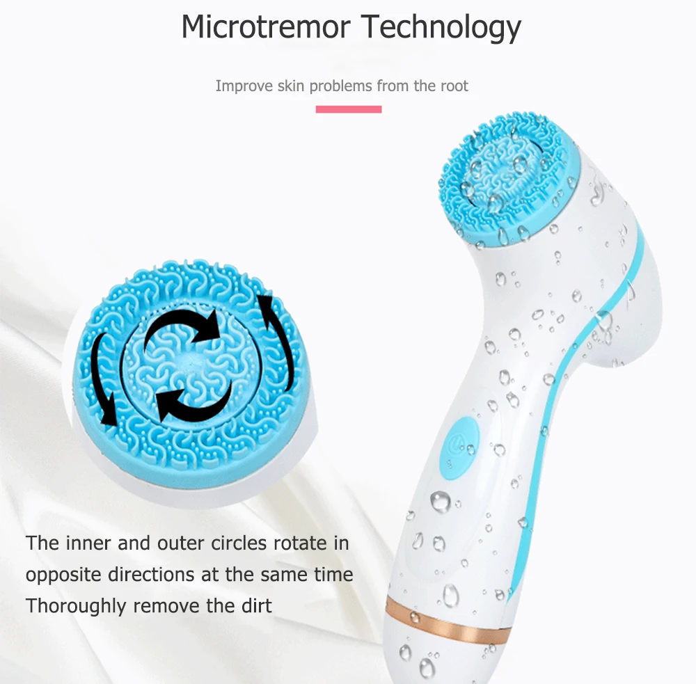 Facial Cleansing Brush 3 Heads Sonic New Face Spin Brush Set Galvanica System For Skin Deep Cleaning Remove Blackhead Machine