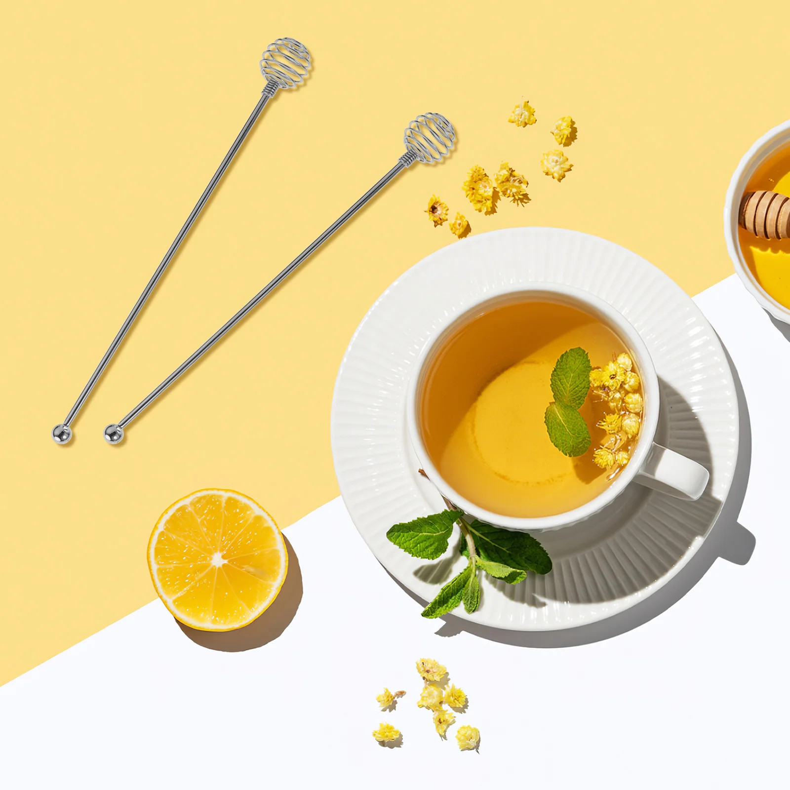 

20pcs Reusable Stainless Steel Honey Shaped Stirrers Hollow Coffee Mixing Spoon For Cocktails Bar Tools Beverage Mixers Kitchen