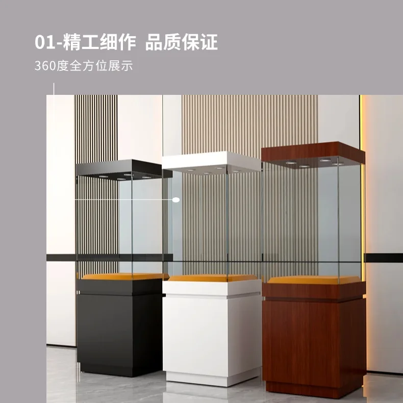 Museum Display Antique Porcelain Jewelry Counter Stone Statue Exhibition  Stand Cultural Relics Glass Showcase