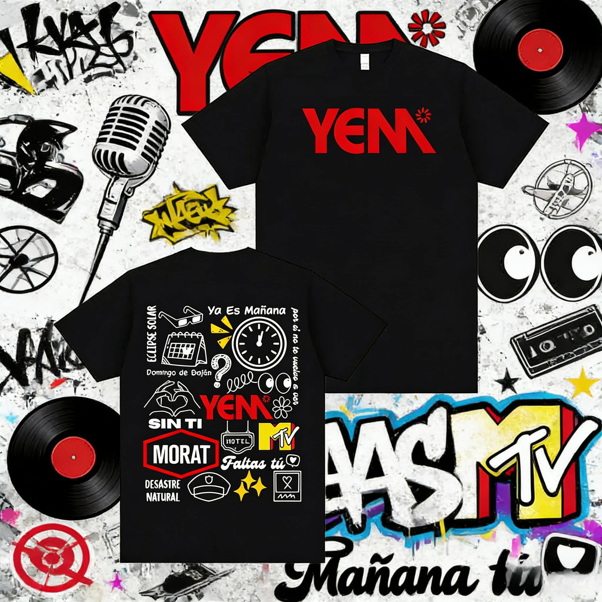 2025 الصيف Morat Asuntos Pendenes ألبوم الفرقة تي شيرت مطبوع الرجال الهيب هوب ريترو القطن قصير الأكمام فضفاض قميص غير رسمي