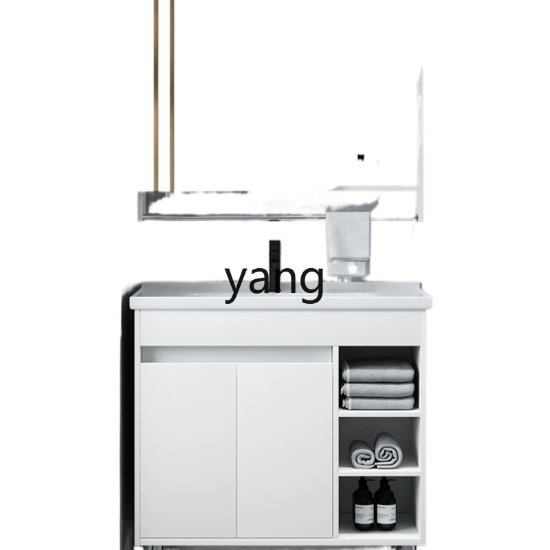 

Yjq Floor Cabinet Bathroom Cabinet Combination Small Apartment Floor Type Wash Basin Integrated Ceramic Basin