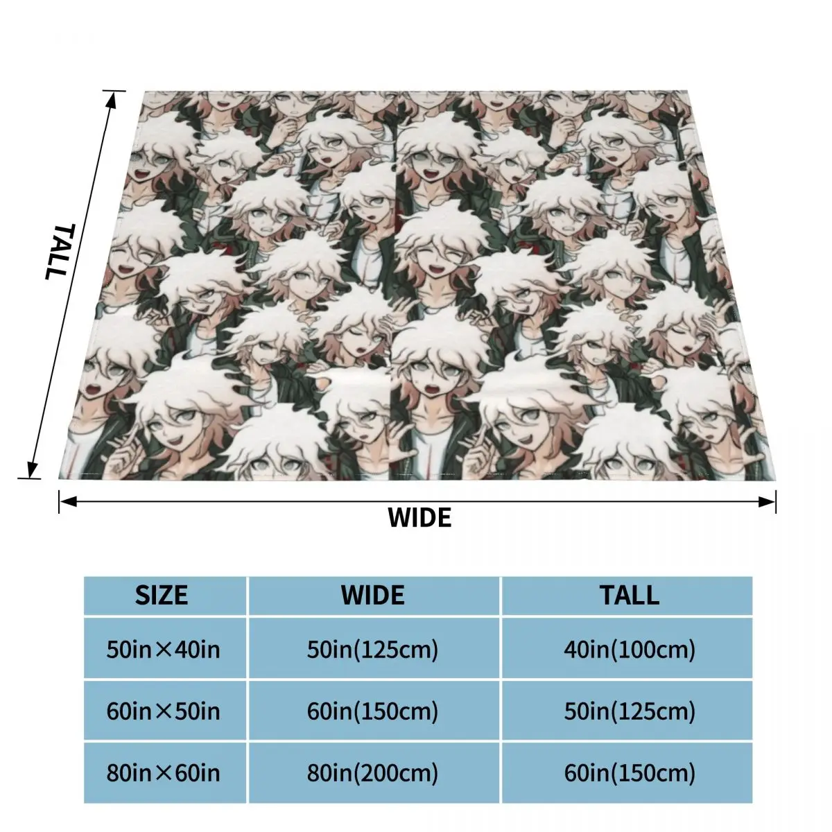 Nagito Komaeda Voice Flannel Blanket hope danganronpa Funny Throw Blankets for Bed Sofa Couch 125*100cm Bedspread