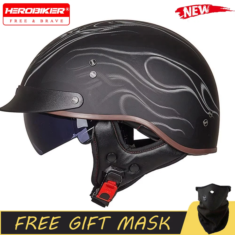 

Half Helmet Summer Men Motocross Riding Half Helmet Anti Fall Equipment DOT Certification Retro Motorbike Helmet Women