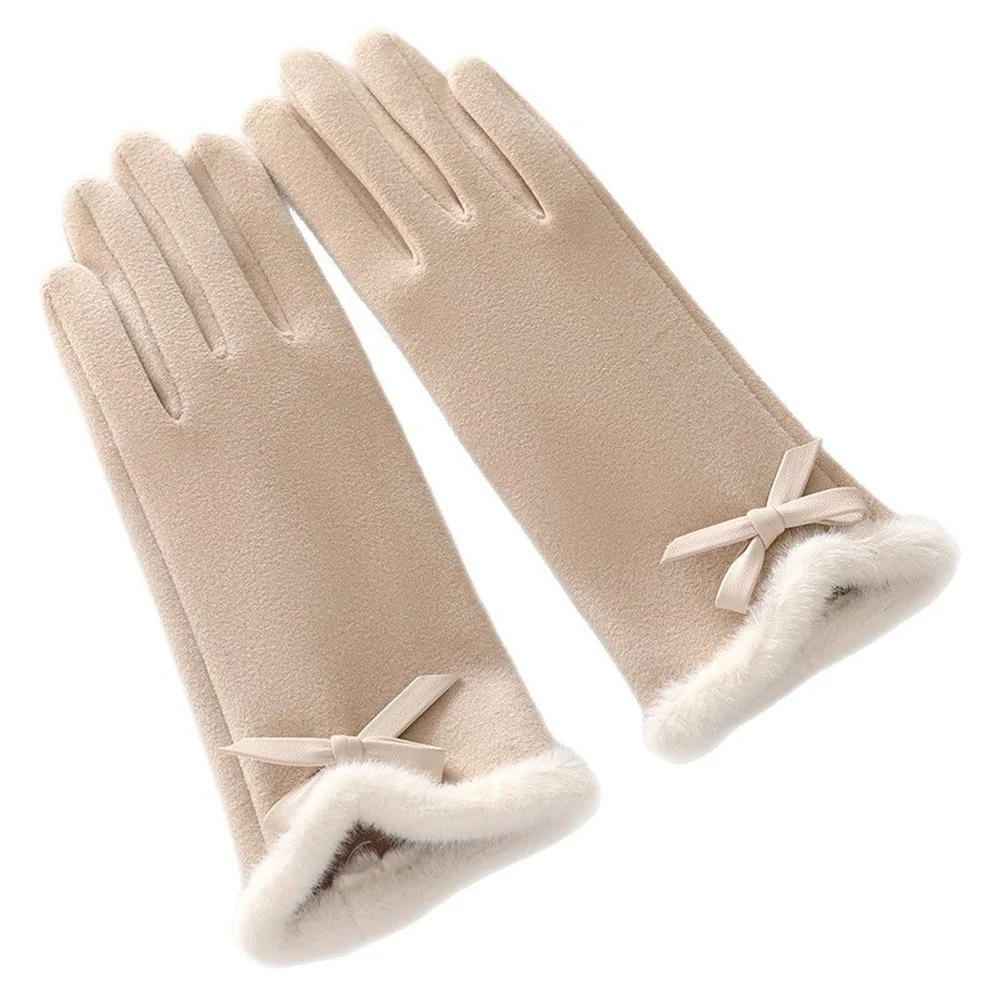 Warm Windproof Gloves for Women Winter Fleece Lining with Conductive Tips for Smartphone Cycling Driving Outdoor Activities