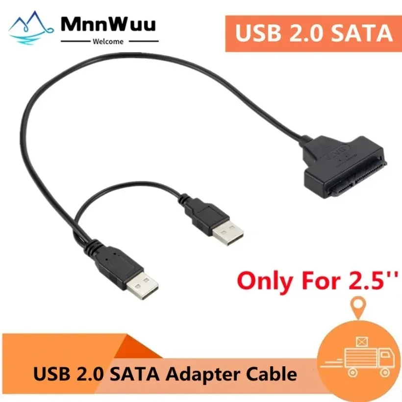 

MnnWuu USB 2.0 to SATA 22pin Adapter Cables Hard Disk Drive Converter Cord Wires 480 Mbps for 2.5in HDD SSD Solid Hard Drives