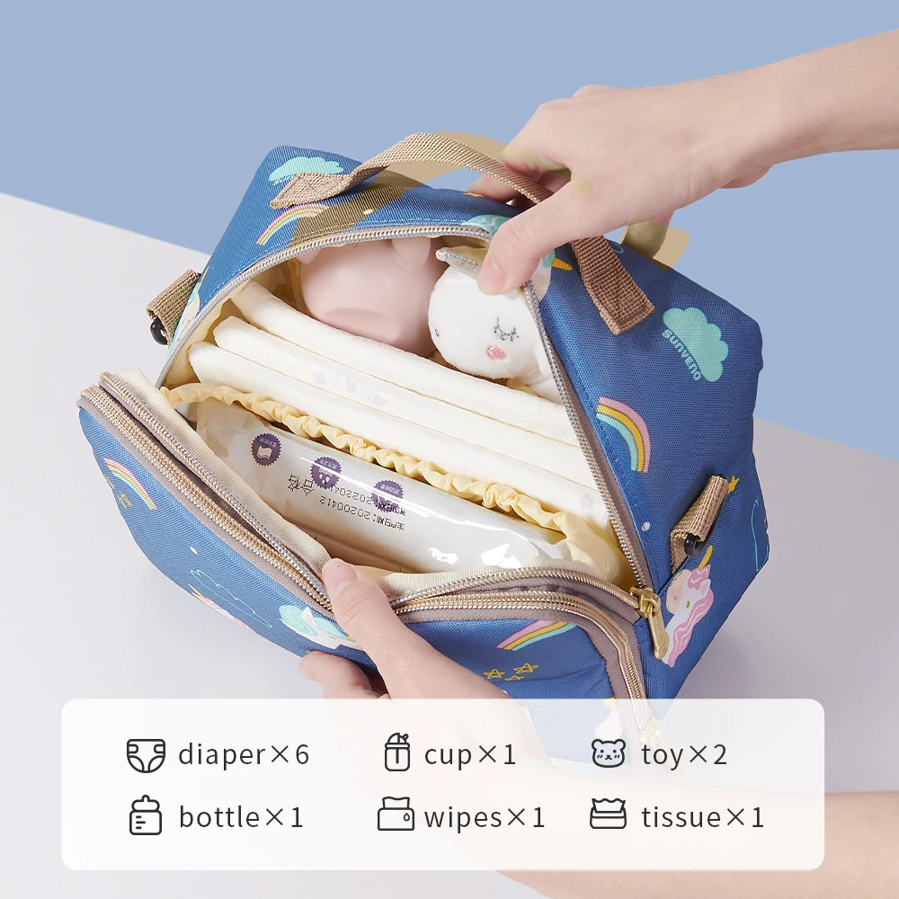 Sunveno 2in1 Portable Diaper Changing Bag Waterproof Changing Pad Diaper Wet Bag High Quality Changing Mat with Shoulder Strap