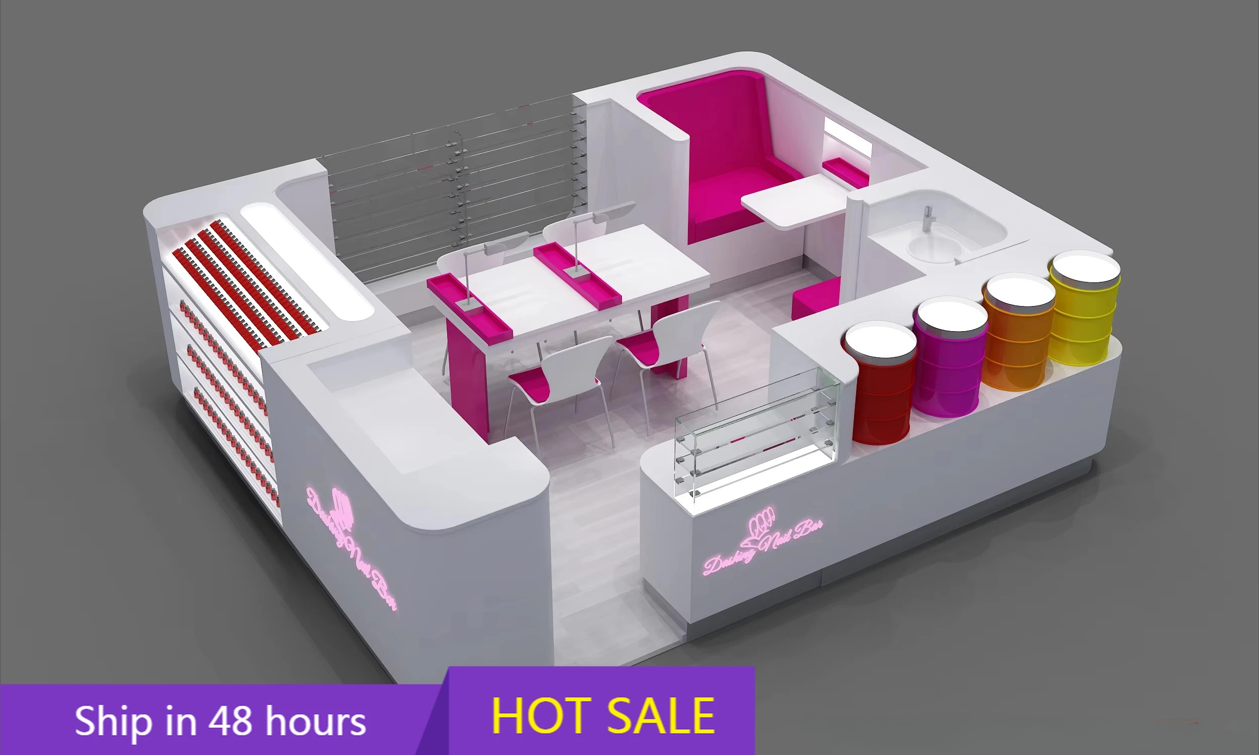 

YTYIN High Quality Nail Gel Polish Salon Wall Rack Shelf Cabinet LED Lighting Make-Up Display