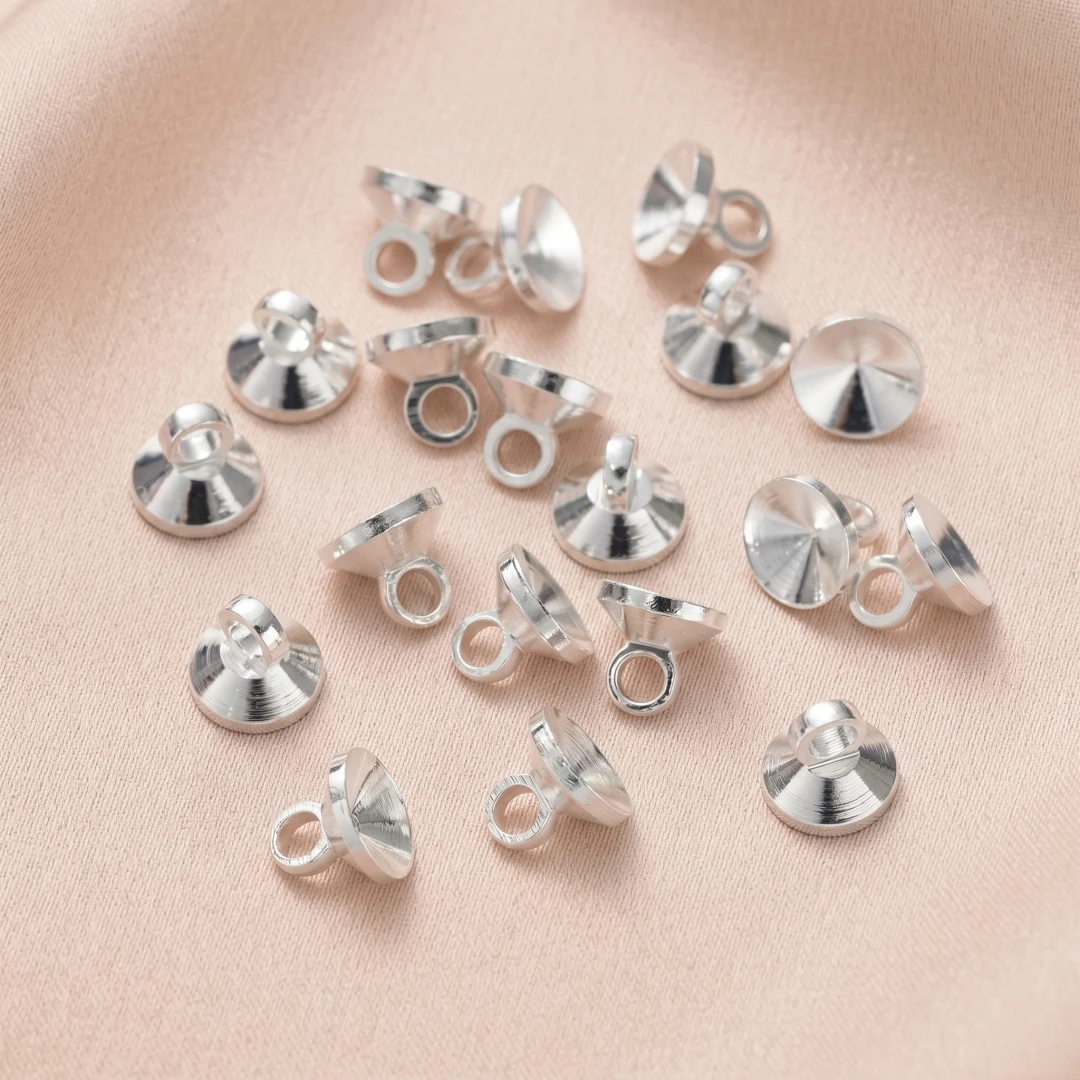 20 Stück 18K vergoldete Messing-Perlenkappen-Anhänger-Verschlüsse mit Öse für Ohrringe, Halsketten, Schmuck und DIY-Bastelarbeiten – Detail 5