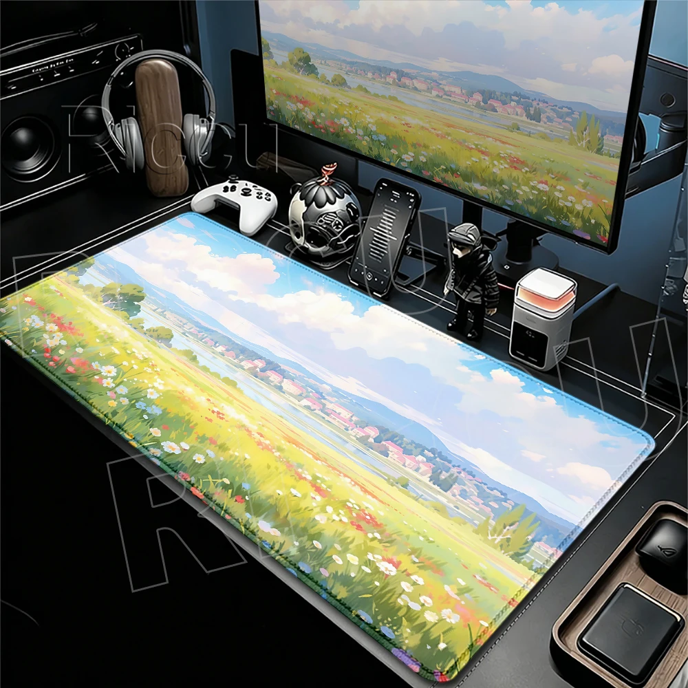 Anime Natural Landscape Theme Mousepad Flaky Cloud Pattern Mat Gaming Rubber Nonslip Durable Desk Accessories Gamer Keyboard Pad
