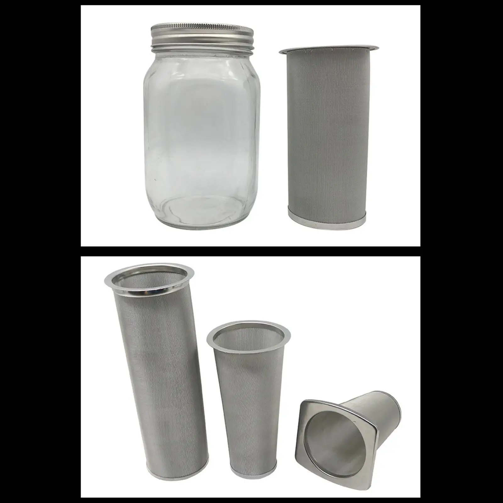 Cold Brew Coffee Strainer Fine Mesh Filter for Wide Mouth Jar Reusable 304 Stainless Steel Tea Infuser Maker