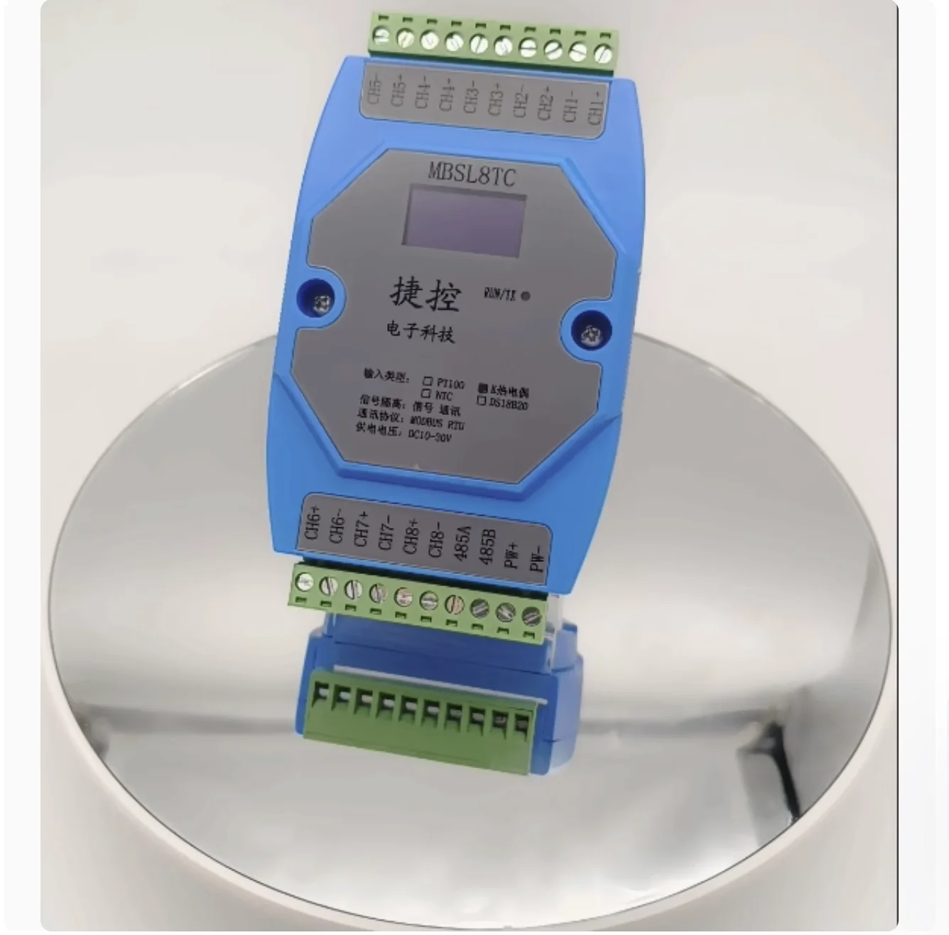 Modulo di acquisizione temperatura termocoppia tipo K a 8 canali RS485 Modbus RTU Risoluzione 24 bit